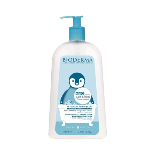 Bioderma ABCDerm Cold Cream Cleansing Cream - Ultra-Gentle & Nourishing Baby Wash, 1L, EN/FR/ES, Case of 6